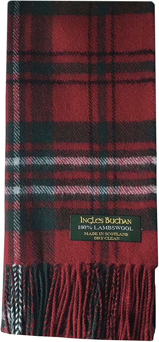 Pure Lambswool Clan Tartan Scarf Made In Scotland (Scott Red)