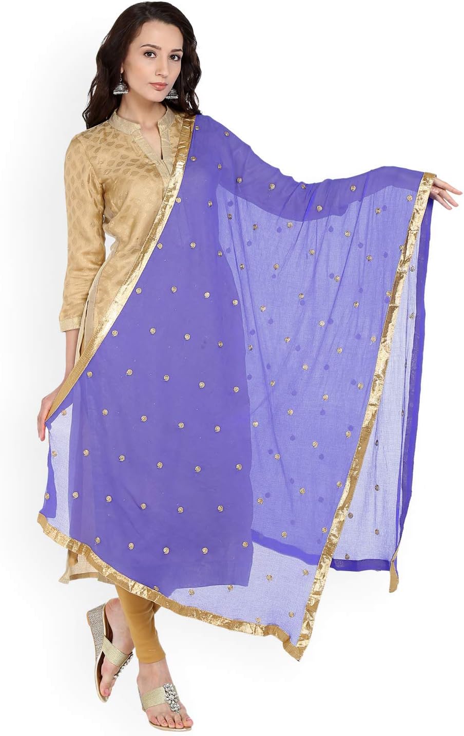 themilestocksTMS Woman's Embroidered Chiffon Dupatta Scarf Shawl Wrap Soft Indian Bridal Wedding