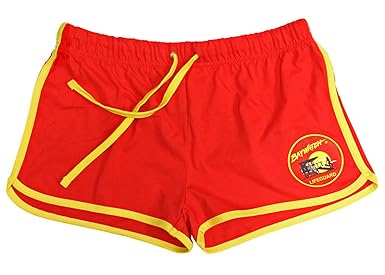 Baywatch-Damen-Shorts, Rot/Gelb