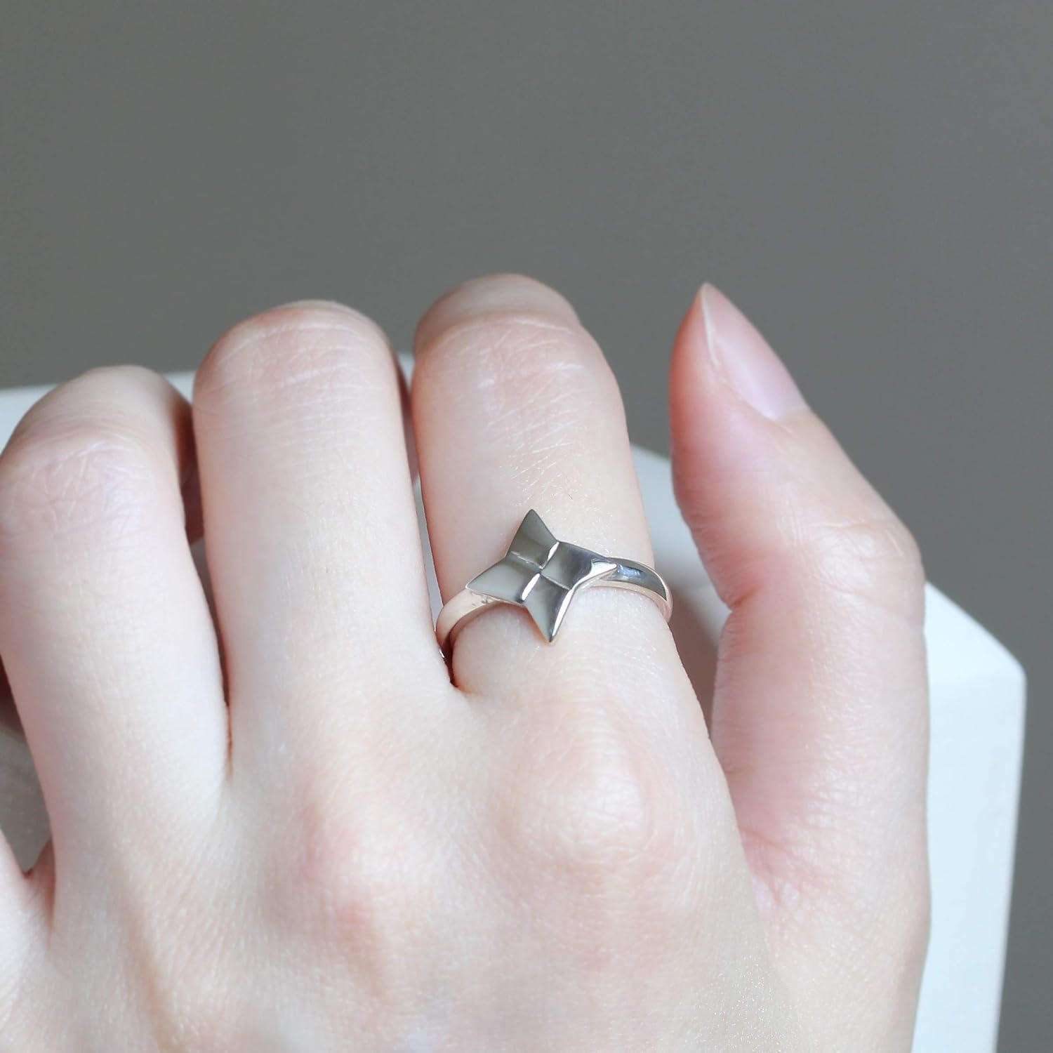 Amazoncom Sterling Silver Shuriken Ninja Star Origami Ring