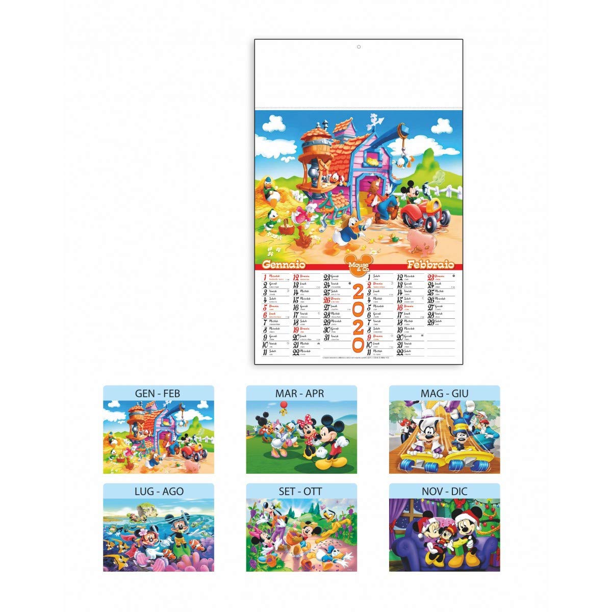Calendario Walt Disney Topolino 2020 murale 32x49,5 Cancelleria e
