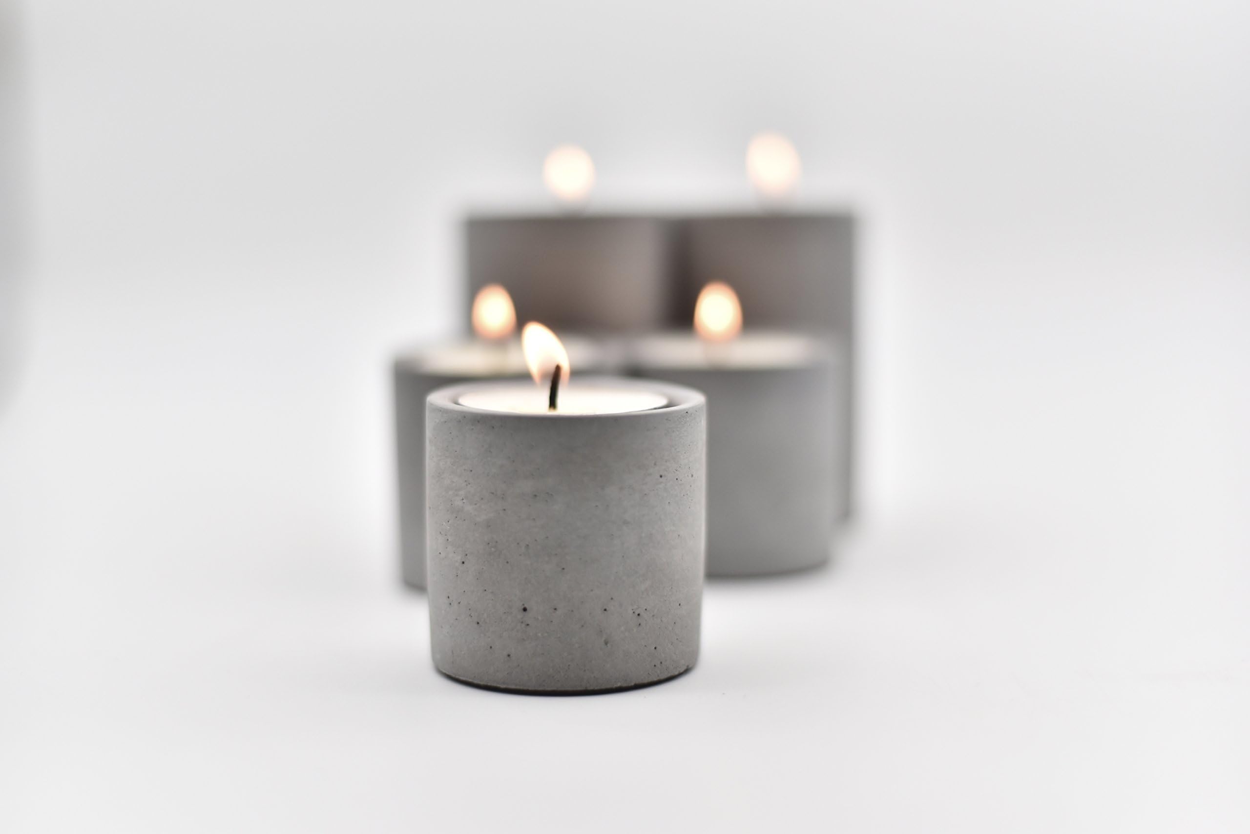anaan High&Low Tea Light Candle Holder of concrete for table decoration design (Set of 2, 1xHigh+1xLow)