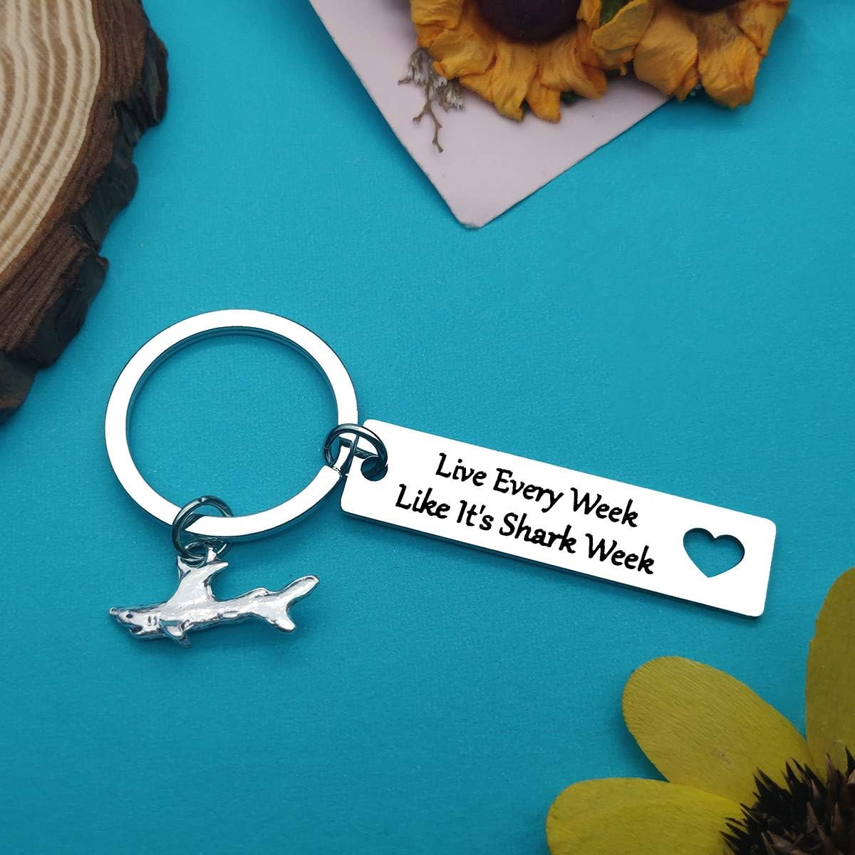 Huwujiu Shark Gifts Keyring Live Every Week Like It's Shark Week Keyring Shark Lover Gifts Shark Stuff Diver Gifts Keyring Shark Week Gifts for Women Men Boys Girls - Image 3