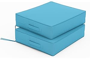 Tounosnt Patio Chair Cushions 18.5 X 16 X 4 Inch Waterproof Outdoor Seat Cushions for Patio Furniture, Outdoor Sofa Couch Pads with Ties & Handle, Set of 2, Lake Blue