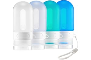 yahaa Silicone Clear Travel Bottles for Toiletries,Leak Proof Squeezable Travel Size Containers,TSA-compliant Travel Essentials,2oz,4 Pcs,blue