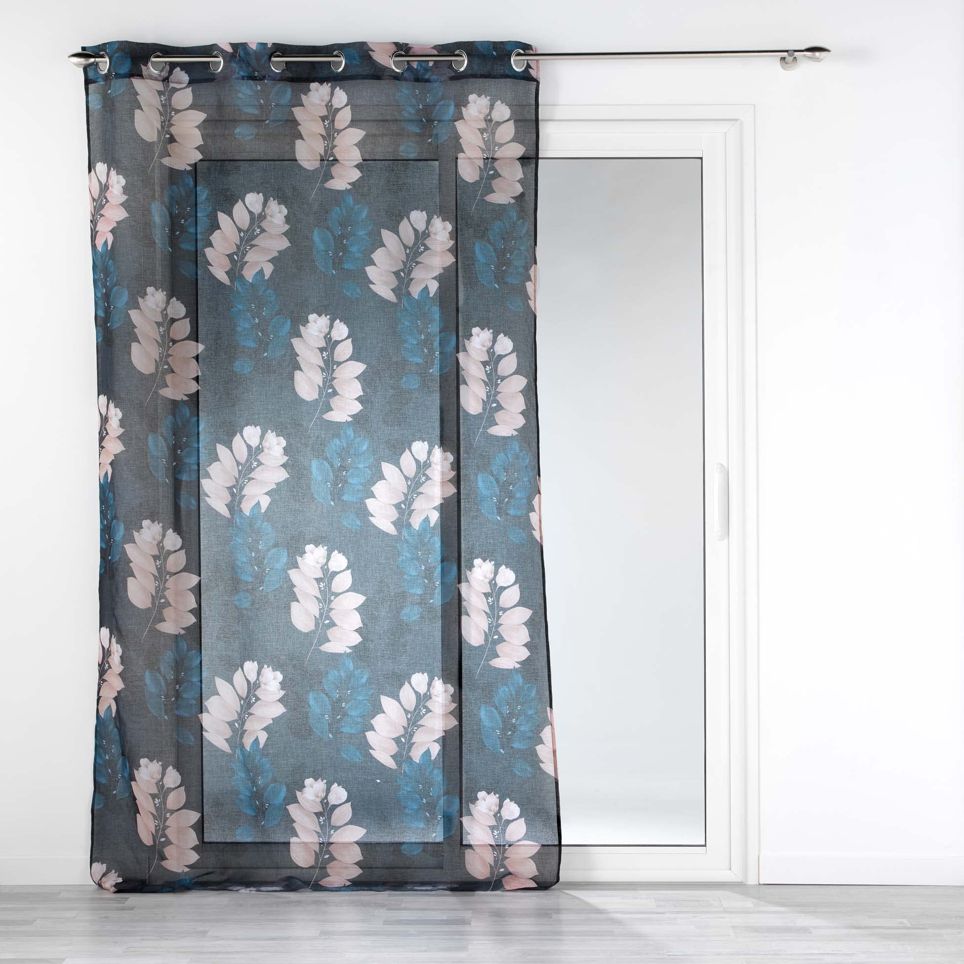 Douceur d'Intérieur, Net Curtain with Eyelets 140 x 240 cm Blue Sandblasted Printed Belline