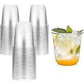 RMERVE Disposable Stemless Glasses 12oz Crystal Plastic Cups Disposable Cold Party Drinking Cups Wine Glasses for Meeting Weddings Birthdays Cocktail Christmas Party Supplies (Clear, 50 Pcs)