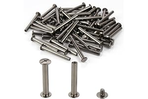 SZKOO Chicago Binding Screws - 5mm x 40mm Binding Posts - 9.5mm Phillips Nut - Chicago Screw Binding Post Screw Kit for DIY Leather Decoration Scrapbook Photo Albums Bookbinding (Black Nickel, 50 PCS)