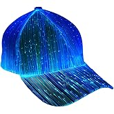 LED Hat – 7 Color Light Up Baseball Cap, USB Rechargeable Fiber Optic Design for Rave, EDC Outfit, DJ & Cyberpunk Costume