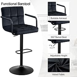 Furniliving Adjustable Barstools with Back, Black