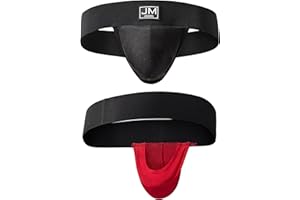 JOCKMAIL Men's Jockstrap Underwear with Pouch 2 Pack Wide Waistband Athletic Supporter Breathable Underwear