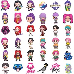 RUCHULOVE 37 Pcs Demon Movie Hunters Shoe Charms, For Decorating Shoes With Holes, The Perfect Choice for Party Favors or Bir