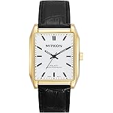 Miykon Vintage Watches for Men – Classic Tank Square Analog Watch with Genuine Leather Wrist Strap, Mens Dress Watches – Japanese Quartz, Waterproof to 100ft