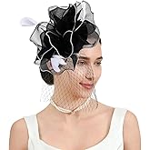 Fascinator Feather Flower Hair Clip for Women Tea Party Hats Headband Vintage Elegance Hat for Weddings