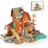 1428 PCS Autumn Cabin Mini Building Blocks for Adults, Forest House Kit | Open-Back Cozy Cottage with LED Lights, Animal Botanical Scenery, Forest Cabin Decor Gift for Friends, Adults &amp; Teens 14+