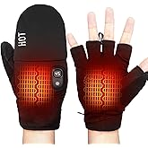 yoostooper Rechargeable Electric Heated Gloves for Men & Women, Flip Top Design, Full & Half Hand Heating & Fingerless Option, Perfect for Cold Weather Work, Cycling, Skiing & Outdoor Snow