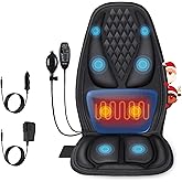 comrelax Back Massager with Heat, Massage Seat Cushion with 3D Back Support, 8 Vibrating Motors Massager Chair Pad for Full Body Pain Relief, Ideal Gift for Valentine's Day/Lover/Parents/Friends