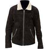 MAFZ Fashion Men's Andrew Lincoln Walking Rick Grimes Murder Dead Suede Leather Motorcycle Biker Jacket with Fur Collar Brown