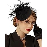 Fascinators Hats 20s 50s Hat Pillbox Hat Cocktail Tea Party Headwear with Veil for Girls and Women