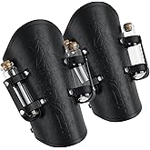 HiiFeuer Medieval Embossed Alchemy Bracers with 8 Cork Vials, Fantasy Faux Leather Buckle Arm Guards Magic Archer Gauntlets