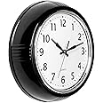 Bernhard Products Black Wall Clock Retro Silent Non Ticking 9.5 Inch Round Battery Operated Quality Quartz Easy to Read for Home Kitchen Office Classroom School Clocks Sweep Movement Vintage Décor