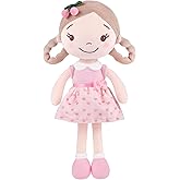 GAGAKU Soft Plush Baby Doll for Girls (12") - My First Baby Doll Gift for Girls, Toddlers & Infants, Machine Washable Rag Doll Toy - Cherry Girl