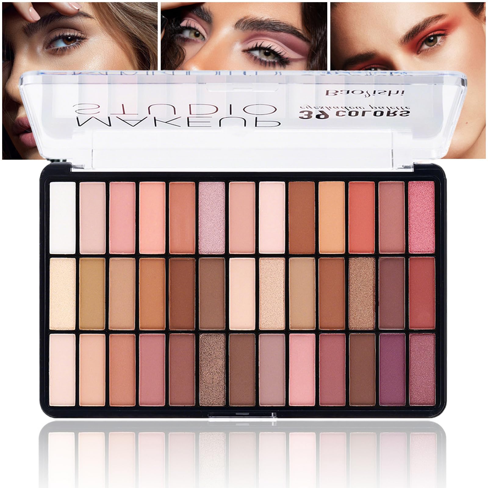 MKNZOME 39 Colours Eyeshadow Palette, Highly Pigmented Full Matte Nude and Shimmer Eyeshadow Makeup Palette for Women, Waterproof Long-Lasting, Soft and No Clumping, Warm Tones for Everyday Makeup#1