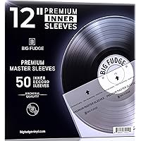 Big Fudge Vinyl Record Inner Sleeves - Clear 3-Ply Album Covers with Anti-Static Rice Paper - Acid Free Protective Outer Cove