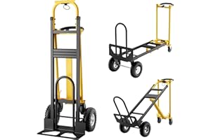 3 in 1 Stair Climbing Dolly, Heavy Duty Convertible Dolly with Stair-Climbing Wheels & Elastic Straps, 800Lbs Capacity, Colla