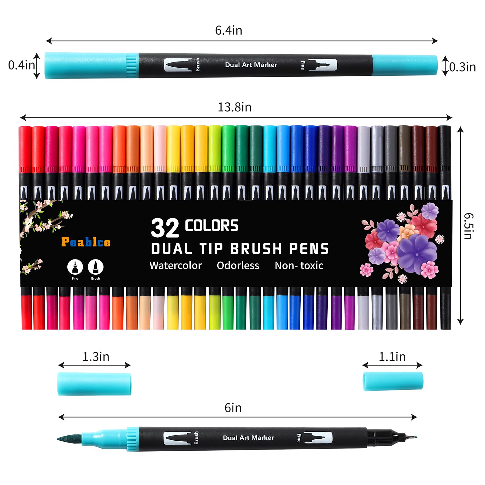 Art Markers Brush Pen, Markers for Adult Coloring Books No Bleeding,32 Colored Pens Fine Point Highlighter Pen & Brush for Adult Kids Coloring Journaling Note Taking Planner
