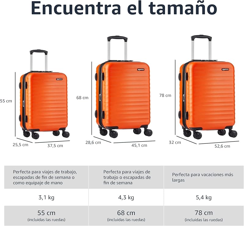 Mala Rígida Grande - Bagagem de viagem extensível em ABS com 4 rodas duplas giratórias - Resistente a riscos e leve - 78 x 52,6 x 32cm - Laranja queimado