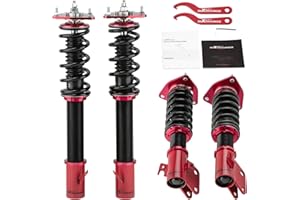maXpeedingrods Coilover for Subaru Impreza WRX 2000-2007, for WRX STI GDB 2000-2004, for Subaru Forester 2003-2008, 24 Level Damper Adjustable Suspension Kit, Height Adjustable Lowering Kit Red