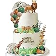 Safari Jungle Animal Cake Toppers with Colorful Balls Cake Decorations for Wild Themed Birthday Baby Shower Party Supplies (Style 2)