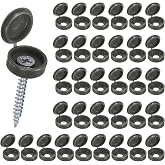 M METERXITY 100-Pack Plastic Hinged Screw Cover Caps, 6mm Shutter Screws with Caps, Fold Snap Washer Covers, Washer Flip Protection Covering M3 M4 M5 Screws Heads [Dark Gray]