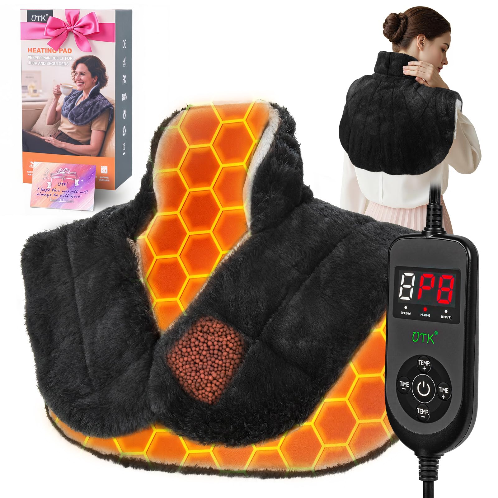 Photo 1 of 30s Fast Hot Heating Pad for Neck Shoulders and Back, Far Infrared Heating Pad, 6X Deeper Pain Relief, 160?, 8 Temp Setting, 4H Auto Off, Memory Function, 23"X20", Birthday Gift to Parent Men Women