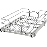 Rev-A-Shelf Kitchen Cabinet Wire Pullout Shelf and Drawer Organizer Pantry Storage with Basket and Mounting Hardware, 15 x 22 In, 5WB1-1522CR-1