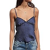 Y2k Girls Cute Polka Dot Cami Tops Women Sexy Summer Camisole Crop Top Backless Coquette Halter Neck Shirt