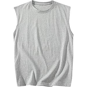 Dovidovi Men's Basic Sleeveless Tank Top Cotton Solid Muscle Workout T-Shirt Crew Neck Lightweight Undershirt Activewear