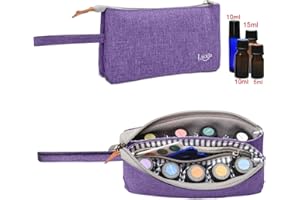 LUXJA Essential Oil Carrying Bag - Holds 9 Bottles (5ml-15ml, Also Fits for Roller Bottles), Portable Organizer for Essential Oil and Small Accessories, Purple
