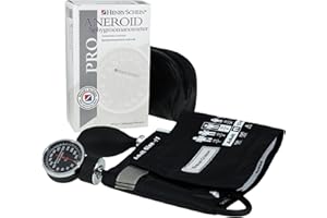 HENRY SCHEIN Adult Pro Aneroid Sphygmomanometer – Size 11 (9"–19.5") Black Cuff, Manual Blood Pressure Monitor, Reusable, Dial Display, Includes Leatherette Carrying Case – 1 Count