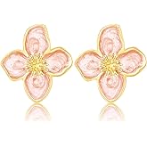 TUCEWP Vintage Flower Stud Earrings Cute Boho Elegant Enamel Flower Statement Earrings Birthday Christmas Jewelry Gift