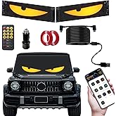 2PCS Synchronized Devil Led Eyes Light for Car Windshield, 15"x4" Programmable ojos led para carro Sign, Full Color Electra Eyes for Truck, DIY Led Matrix Panel, Smart App & Remote Contro