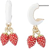 Betsey Johnson Women's Betsey's Backyard Strawberry Charm Huggie Earrings
