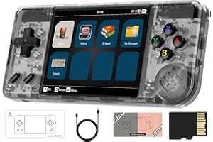 VOACLE RG28XX Retro Handheld Game with Linux System, 2.83 Inch IPS Screen Built-in 64G TF Card 5516 Games Support Multimedia Application and TV Output(Transparent Black)