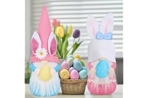 DEMOLIKE Easter Gnomes, 2PCS Handmade Easter Gnomes Plush Doll Easter Bunny Gnomes Decor Plush Elf Decorations, Easter Decorations for The Home Indoor Spring Decor