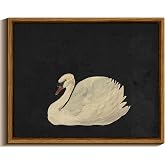 VIYYIEA Framed Wall Art Decor for Living Room Vintage Swan Wall Art Home Decorations Canvas Prints Grace Swan Painting Pictures Rustic Bathroom Farmhouse Artwork Bedroom Kitchen Office,8 x 10 Inch