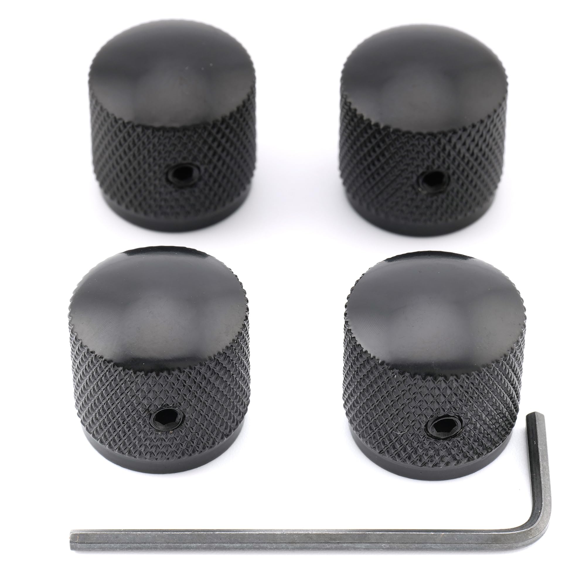 Musiclily Metric Metal Guitar Dome Knobs Volume Tone Control Knobs with Allen Keys Screws Set for Electric Guitar Bass, Black(Pack of 4) — image 1