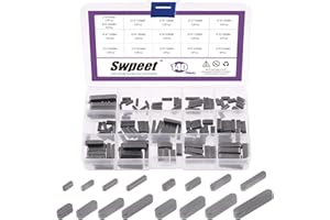 Swpeet 140Pcs 16 Sizes Carbon Steel 3mm 4mm 5mm 6mm Round Ended Feather Key Parallel Drive Shaft Keys Set Key Stock Assortmen
