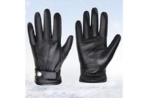 Men's Leather Winter Gloves - Touchscreen Compatible with Cashmere Lining for Driving