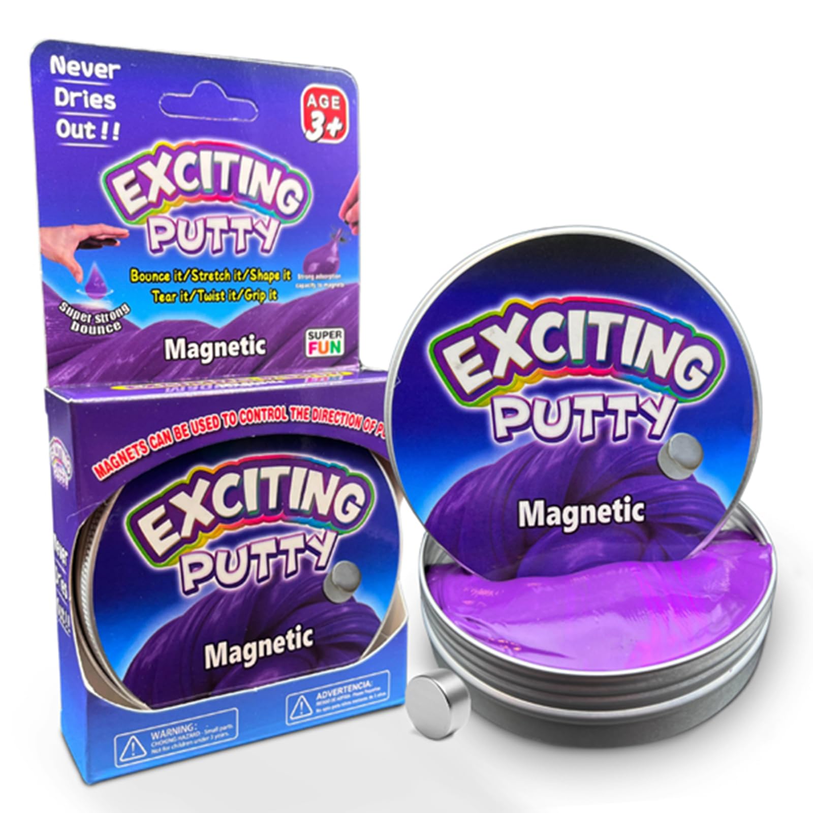 Magnetic Putty - 2 x Squeezable Exciting Putties Non-Toxic Long Lasting Non-Drying Stress Relief Hand Exercise Science Learning & Fun for Kids — image 1